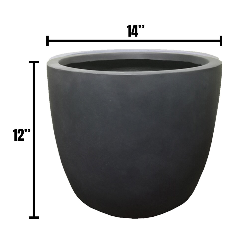 Durx litecrete Lightweight Concrete Modern Seamless Round Cement Color Planter Large   13.8'x13.8'x11.8'