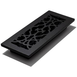 Decor Grates Victorian 12 in. x 4 in. Floor Register in Cast Iron Black AC412-BLK