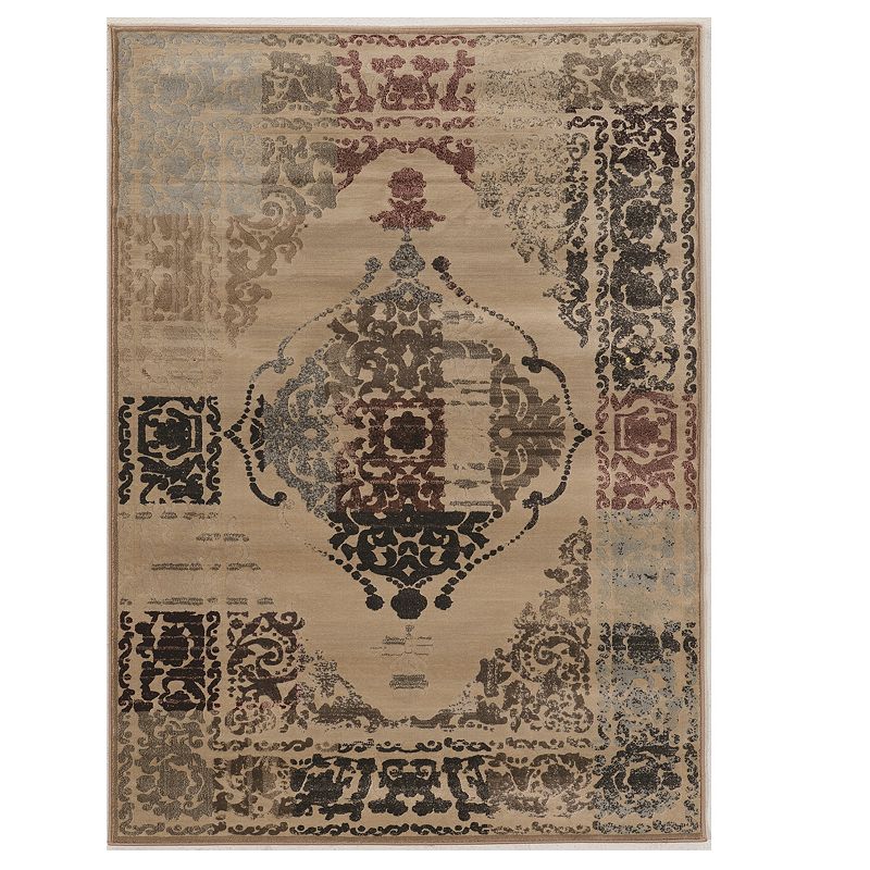 Linon Jewel Vintage Distressed Brown Area Rug