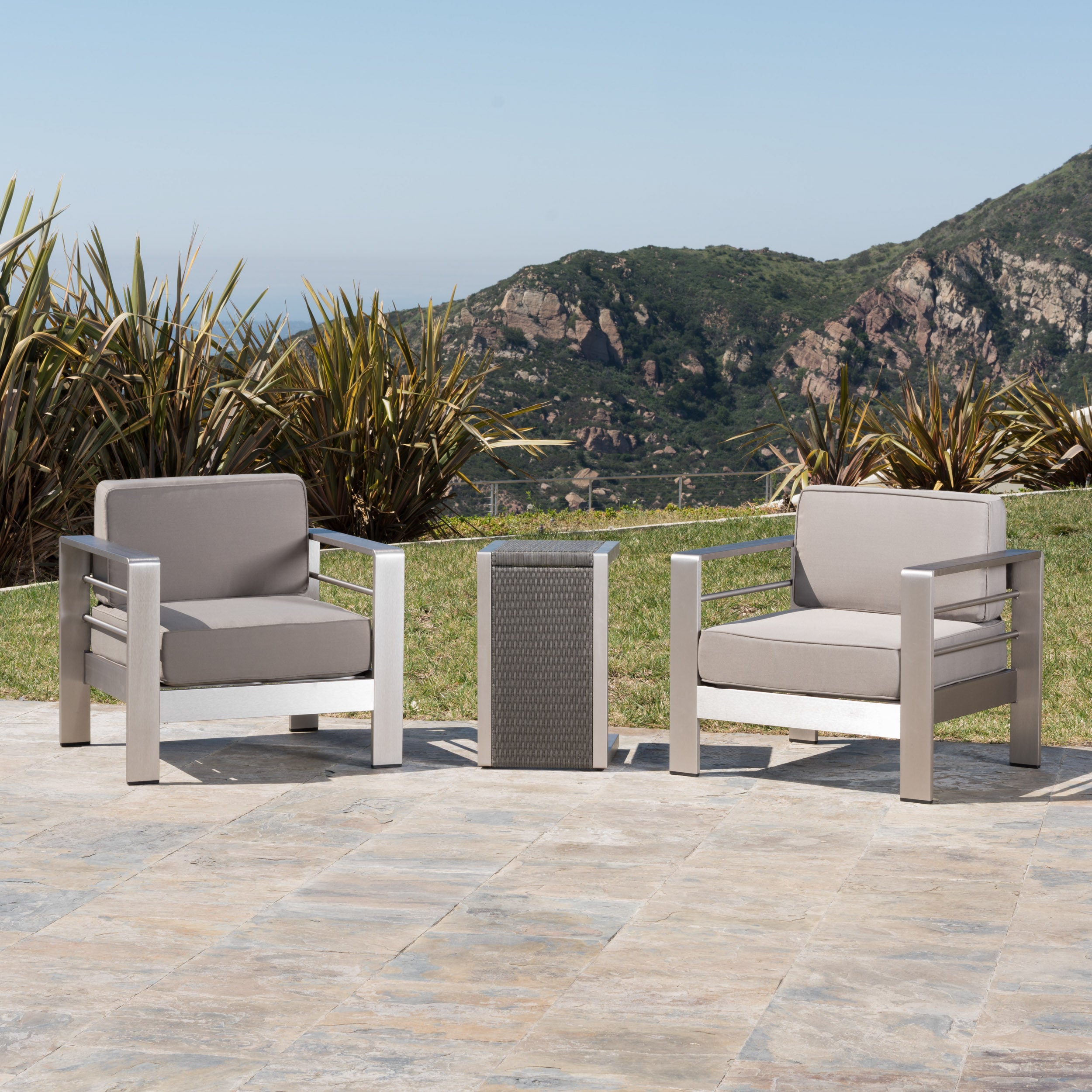 Coral Bay Outdoor Aluminum Club Chairs with Side Table