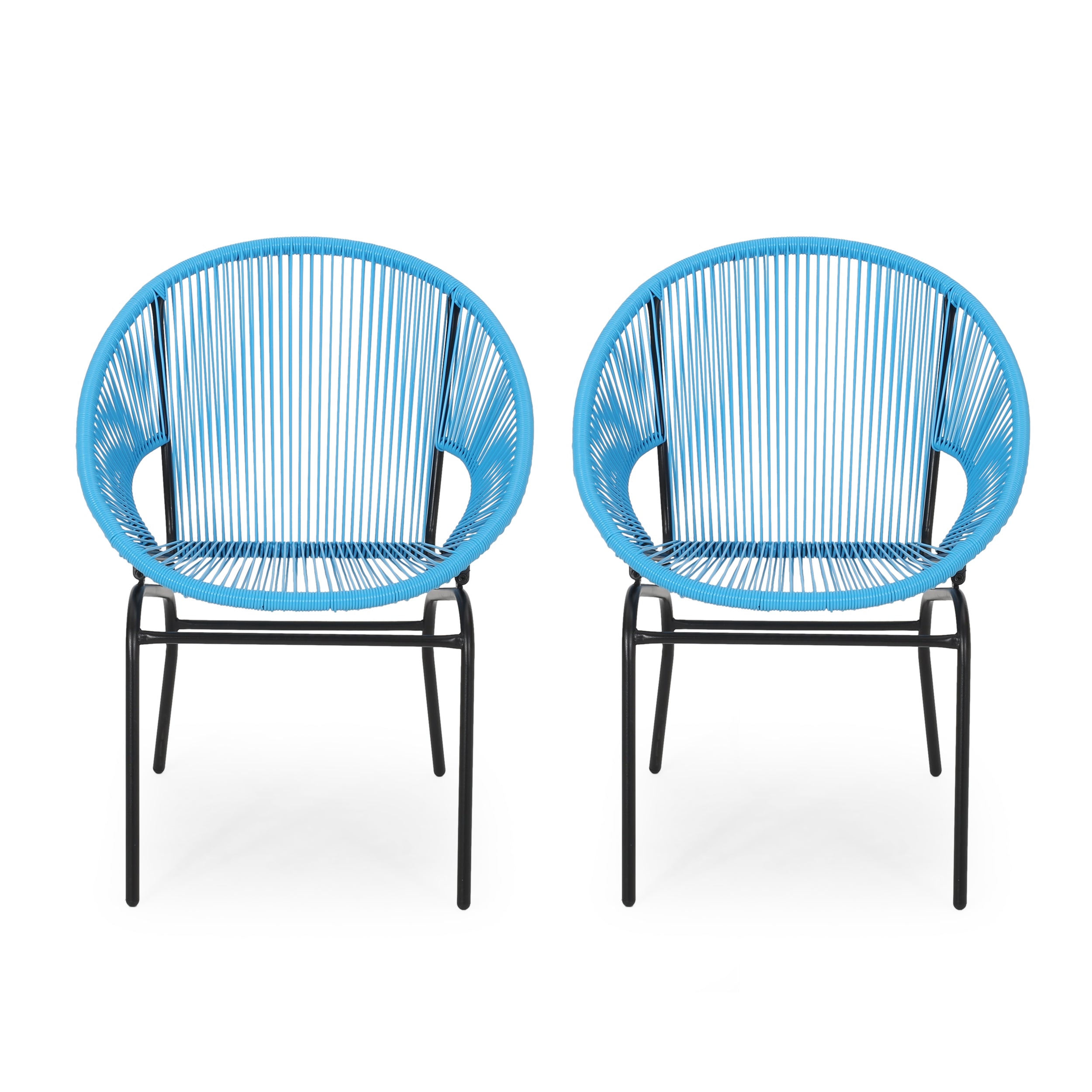 Chrissy Outdoor Modern Faux Rattan Club Chair (Set of 2)