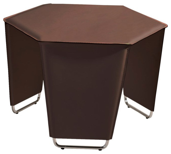 End Table  Brown Recycled Leather Upholstery  Chrome Legs   Contemporary   Side Tables And End Tables   by Rustic Home Furniture Deco  Houzz