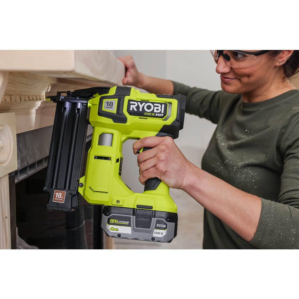 RYOBI ONE+ HP 18V 18-Gauge Brushless Cordless AirStrike Brad Nailer (Tool Only) P322