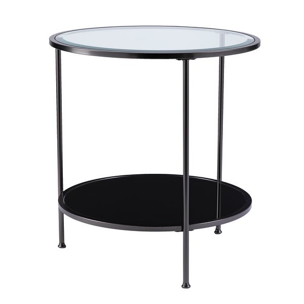 SEI Furniture Rainier Round Metal and Glass Side Table