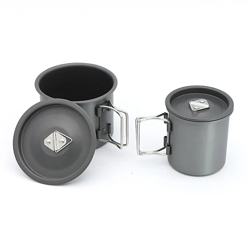 Portable Cheap Travel Aluminum Camping Cup Coffee Cup Teacup Mug Outdoor Water Cup With Folding Handle