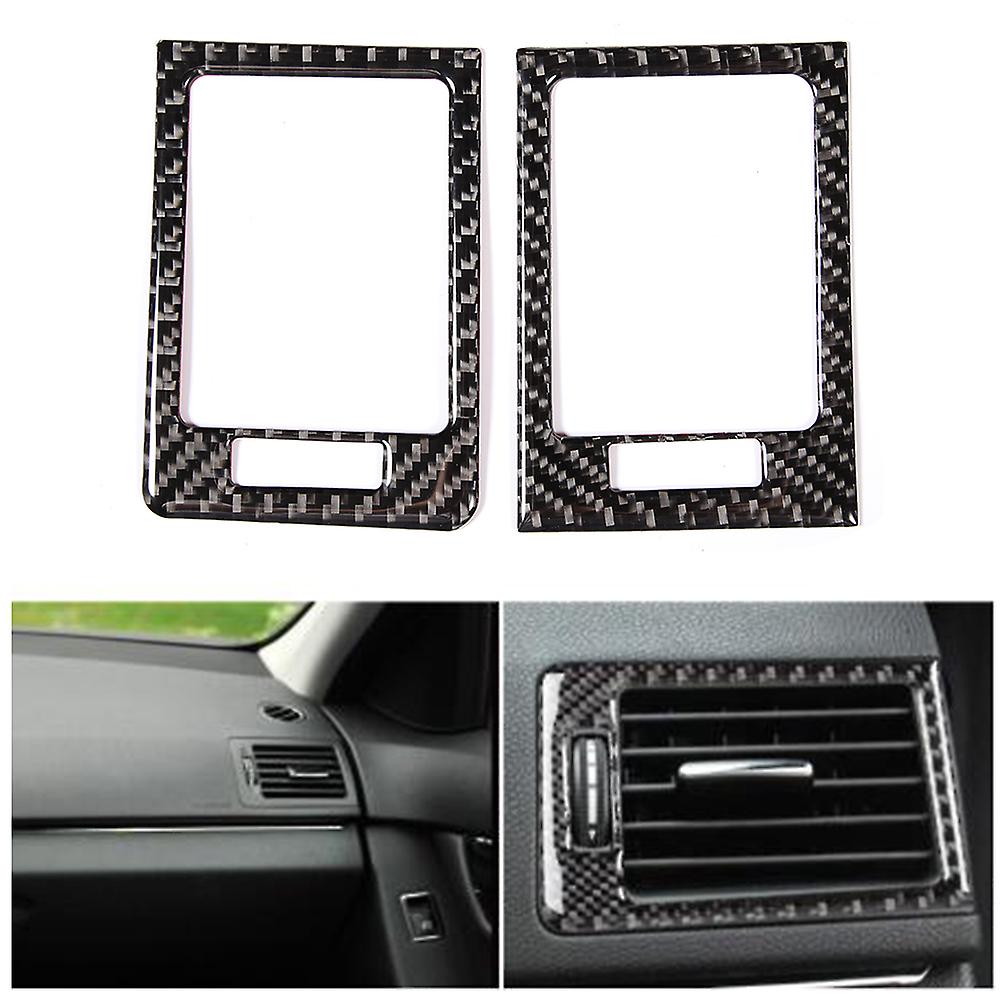 2 Pcs Control Panel Vent Trim Soft Carbon Fiber Air Outlet Cover Fit For Mercedes W204 05-12