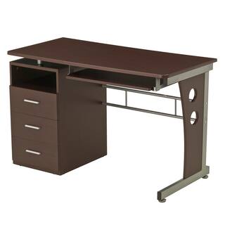 TECHNI MOBILI 48 in. Rectangular Chocolate 3 Drawer Computer Desk with Keyboard Tray RTA-3520-CH36