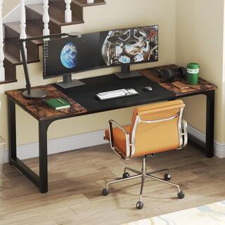 TRIBESIGNS WAY TO ORIGIN Halseey 70.8 in. W Brown Computer Desk Particle Board Wood Home Office Workstation Boardroom Desk HD-U0128-WZZ