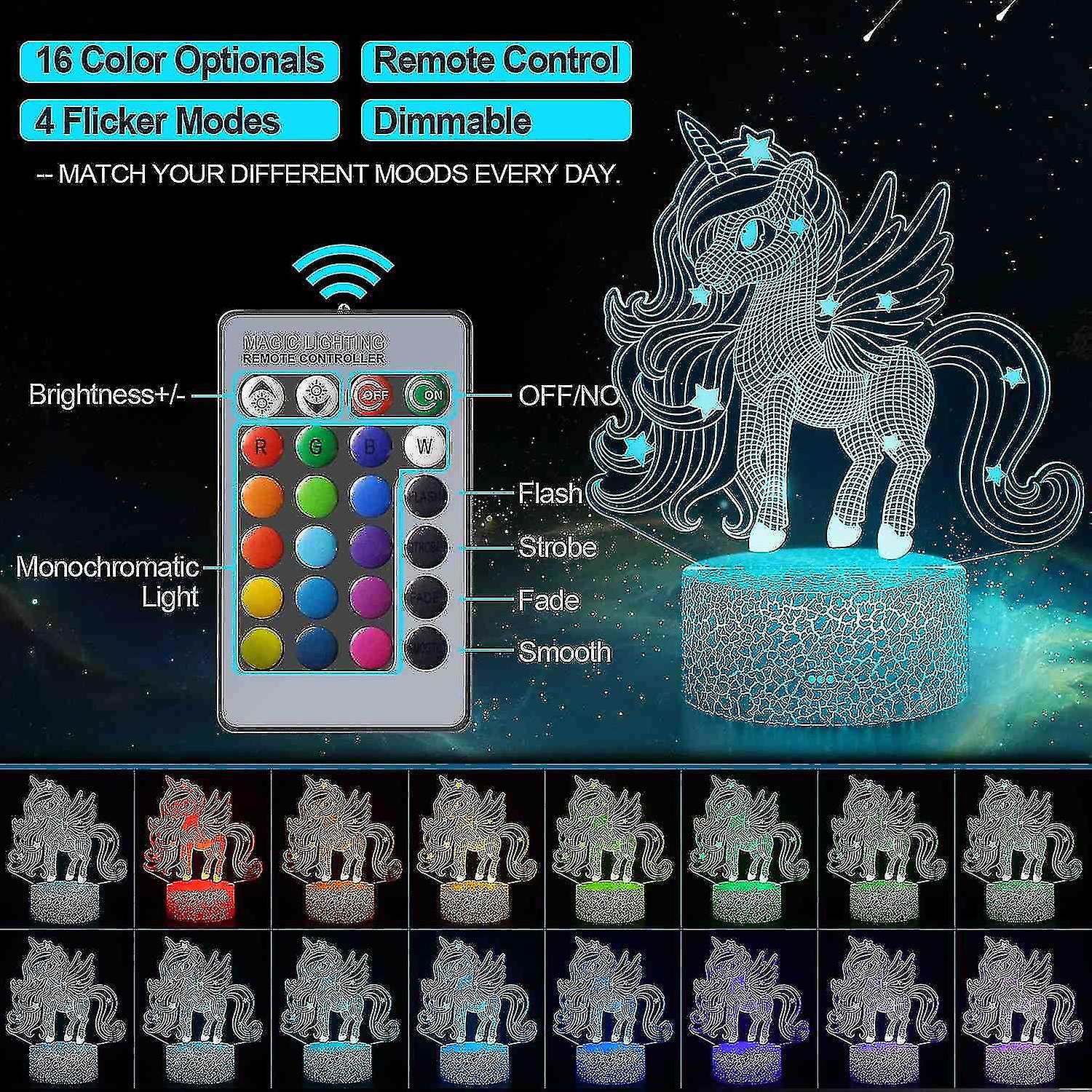 Christmas Unicorn Night Light For Kids， Unicorn Toys For Girls