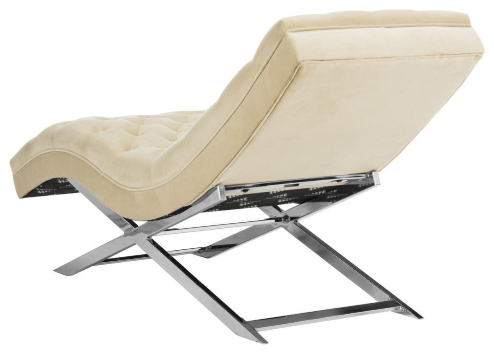 Boyd Chaise With Headrest Pillow Beige/Silver   Contemporary   Indoor Chaise Lounge Chairs   by V.S.D Furniture  Houzz