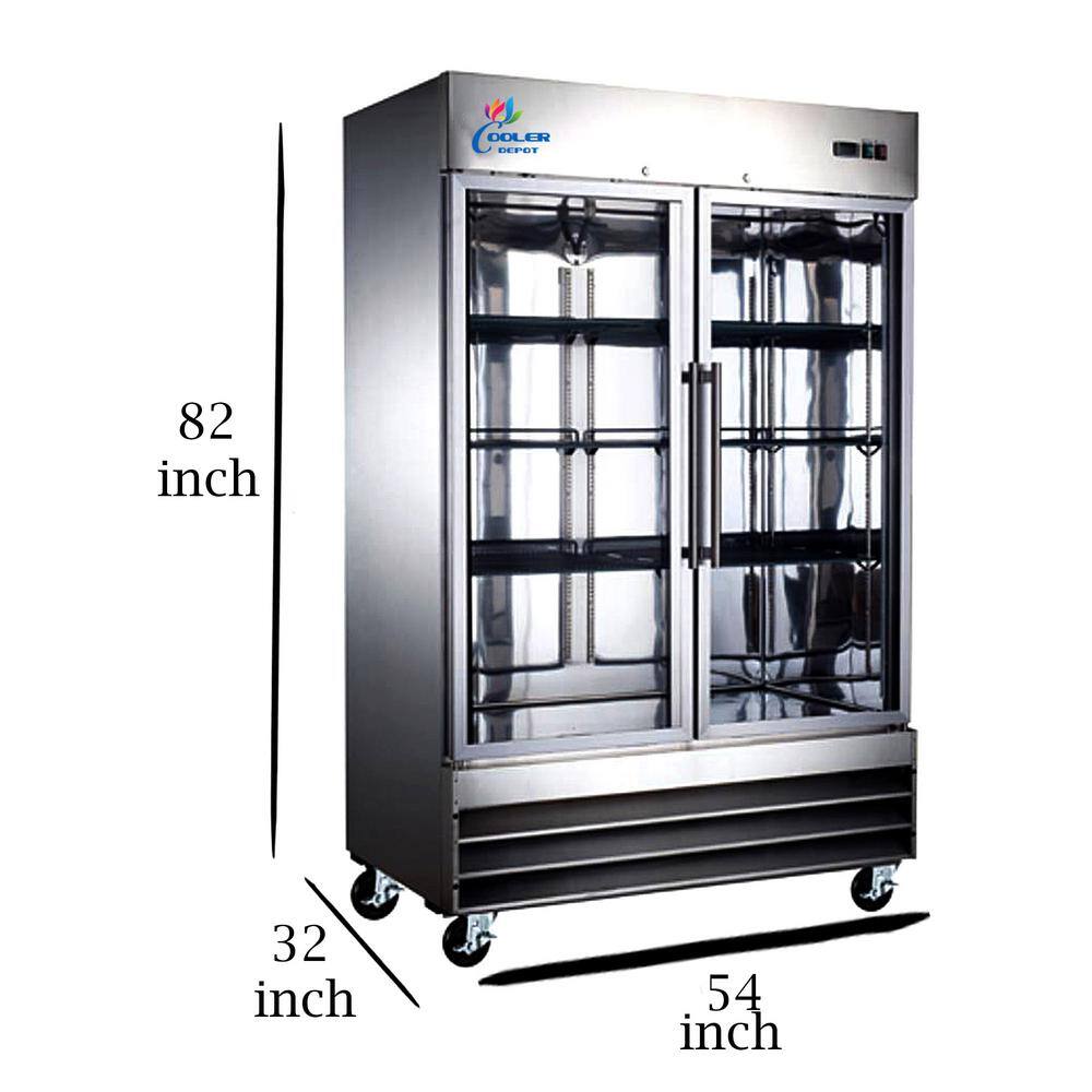 Cooler Depot 54 in. 47 cu. ft. Commercial 2 Glass Door Reach In Refrigerator in Stainless Steel dxxcfd2g