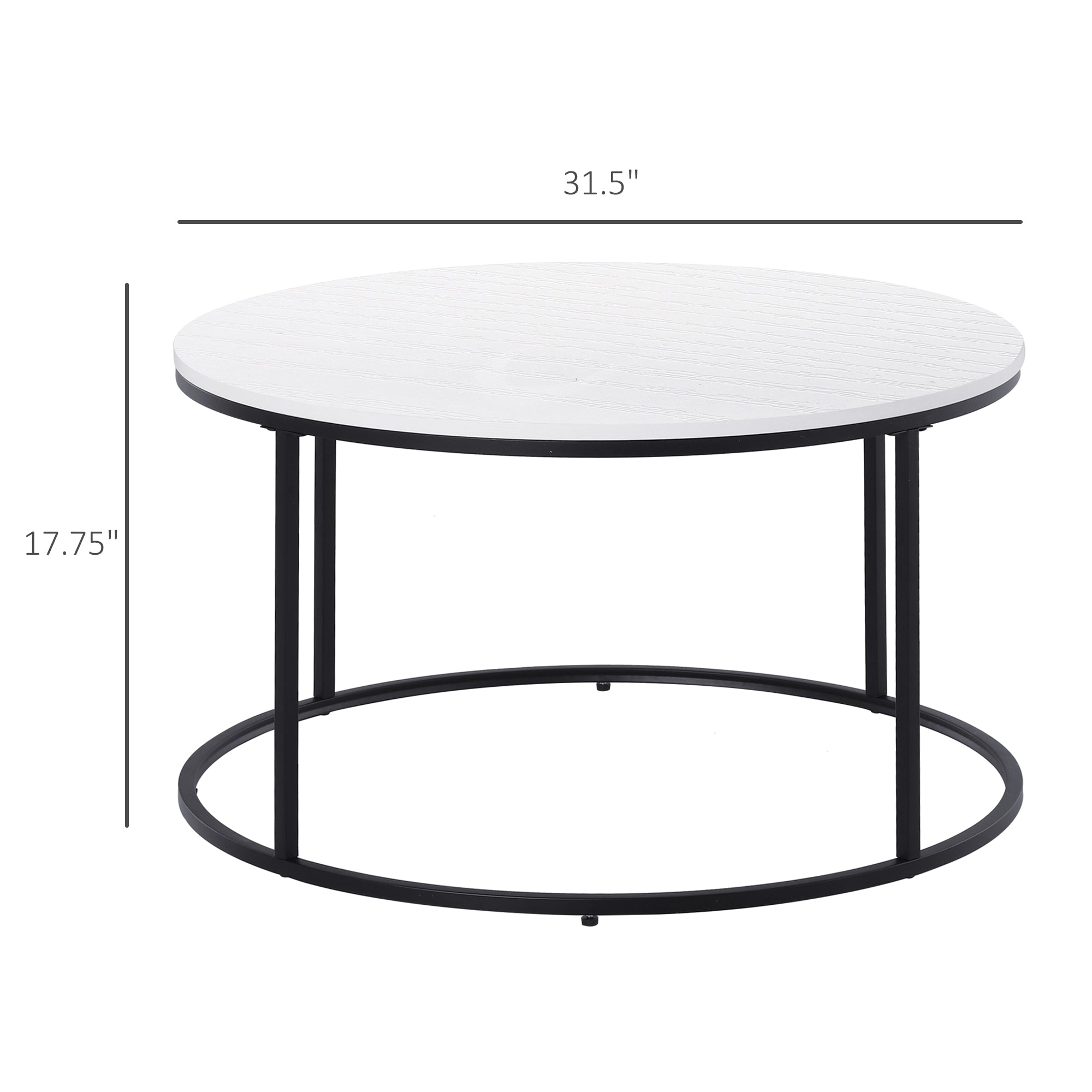 HomCom Metal Round Coffee Sofa Table Side with a Simply Chic Modern Design, Versatile Uses, & Easy Maintenance, White