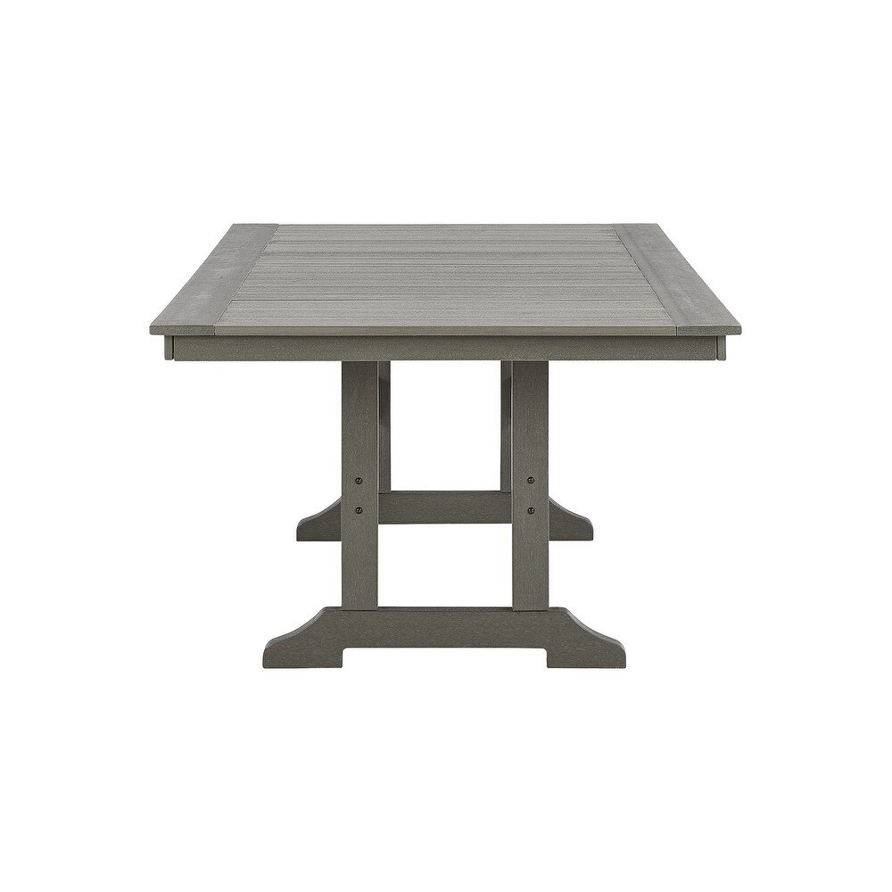 Signature Design by Ashley Visola Gray Rectangular Outdoor Poly  Weather Dining Table with Umbrella Option