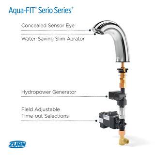 Zurn Aqua-Fit Hydropower Touchless Single Hole Bathroom Faucet with 4 in. Base Centerset in Polished Chrome Z6955-XL-S-F-MV