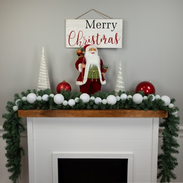 Northlight 6 x27 White Shatterproof Ball 3 finish Christmas Garland