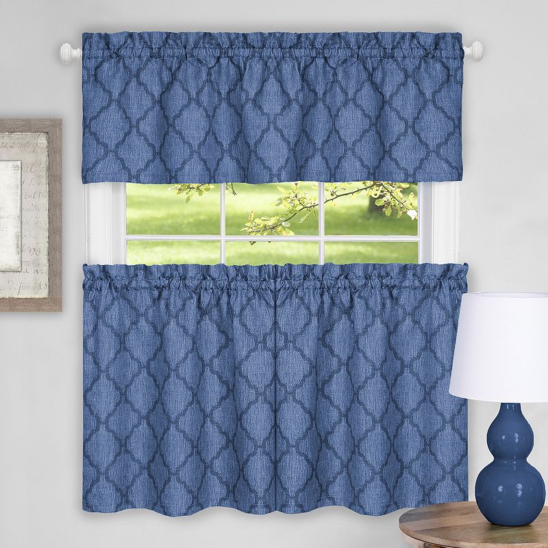 Achim Colby Trellis Tier and Valance Kitchen Curtain Set