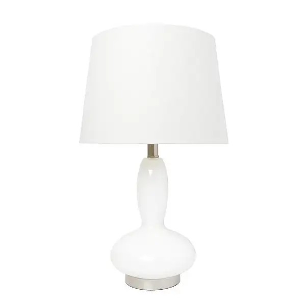 Lalia Home Glass Dollop Table Lamp with White Fabric Shade， Seafoam - 8.8L x 8.8W x 16.5H