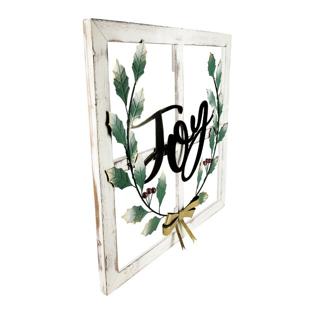 Joy Window Frame With Holly Christmas Wall Sign