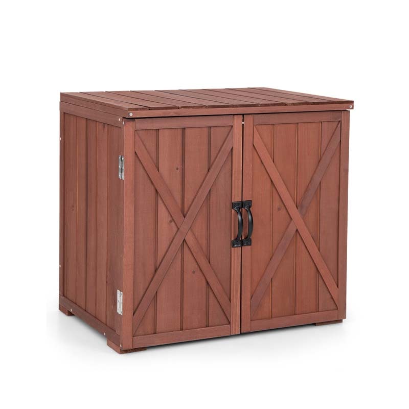 Wooden Garden Storage Cabinet Outdoor Tool Shed for Patio Backyard with Doors, 30