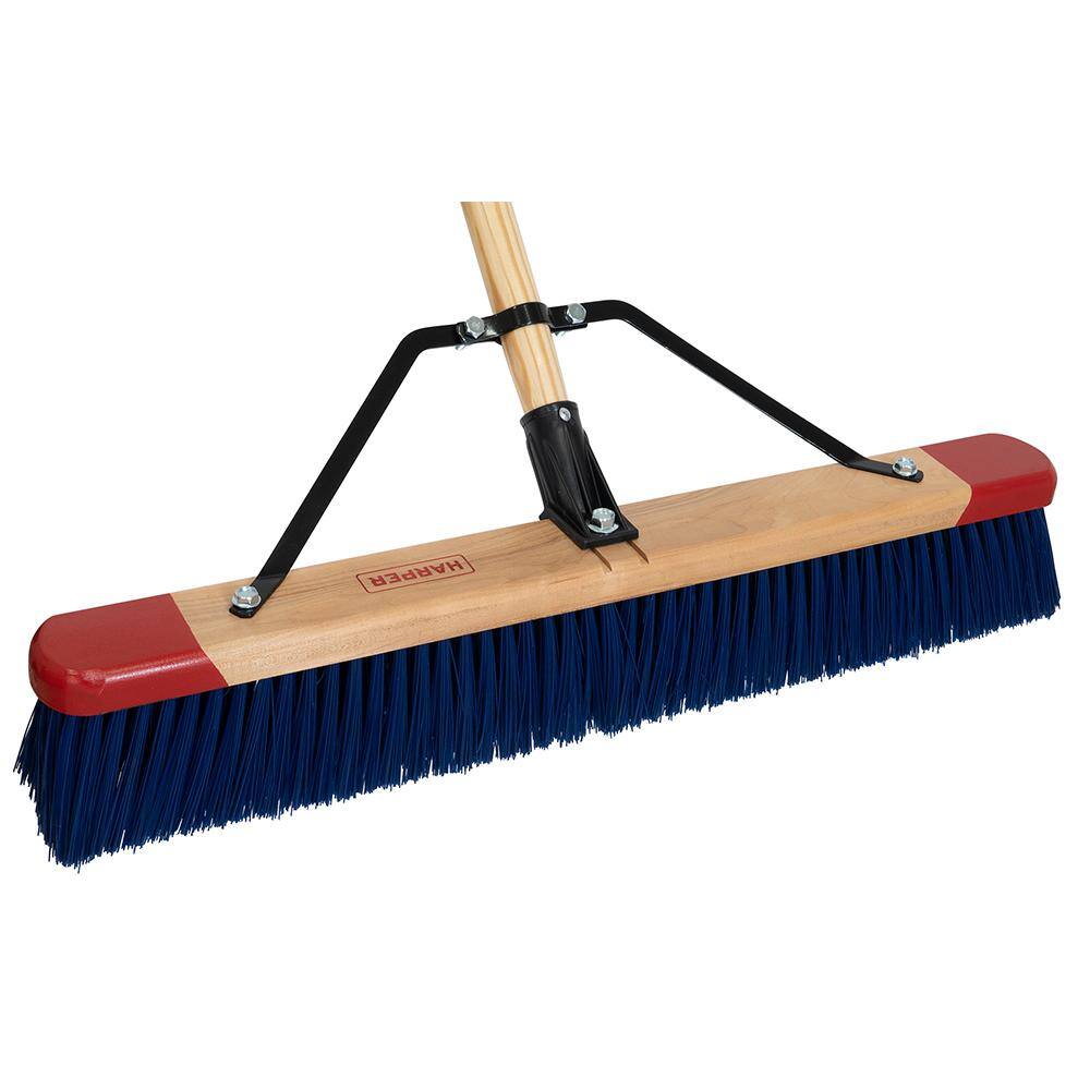 HARPER 24 in. Premium Outdoor HardwoodSteel Handle Push Broom for Dirt Soil Mulch Grass and Oil Dry 20201042