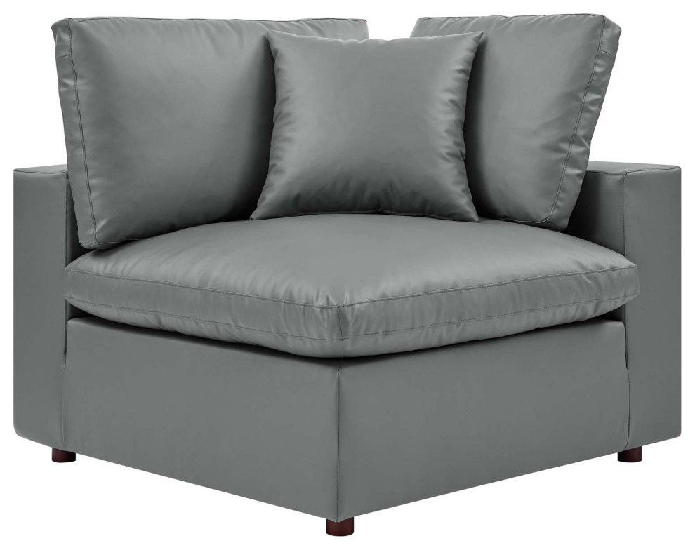 Commix Down Filled Overstuffed Vegan Leather 5 Piece Sectional Sofa   Contemporary   Sectional Sofas   by Modway  Houzz