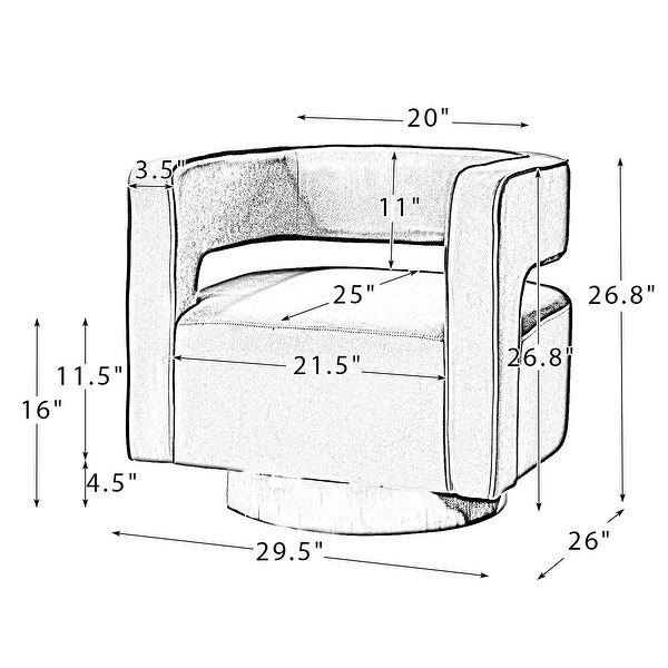 Carisa Modern Upholstered Swivel Comfy Open-Back Barrel Chair with Golden Base by HULALA HOME
