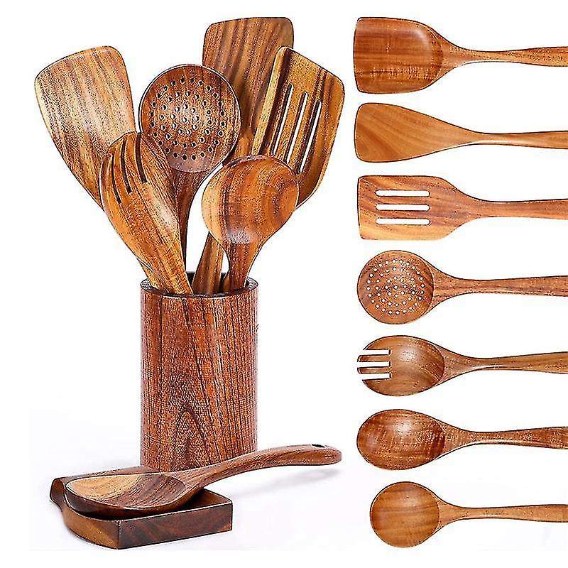 9 Pcs Wooden Spoons For Cooking， Wooden Utensils For Cooking