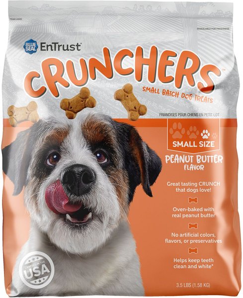 Blue Seal EnTrust Crunchers Peanut Butter Crunchy Dog Treats， Small， 3.5-lb bag