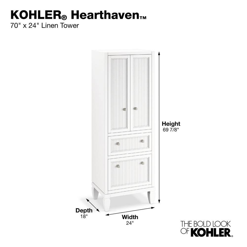 KOHLER Hearthaven 24 in. W Linen Cabinet in White K-33540-ASB-0