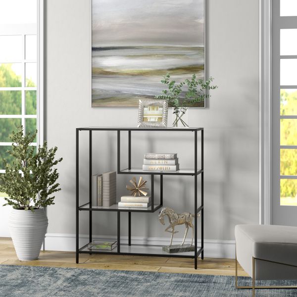 Isla 40'' Tall Rectangular Bookcase in Blackened Bronze