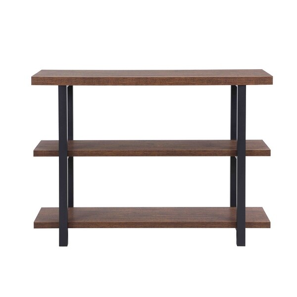 Brown Wood and Metal 3-Tier Console Table