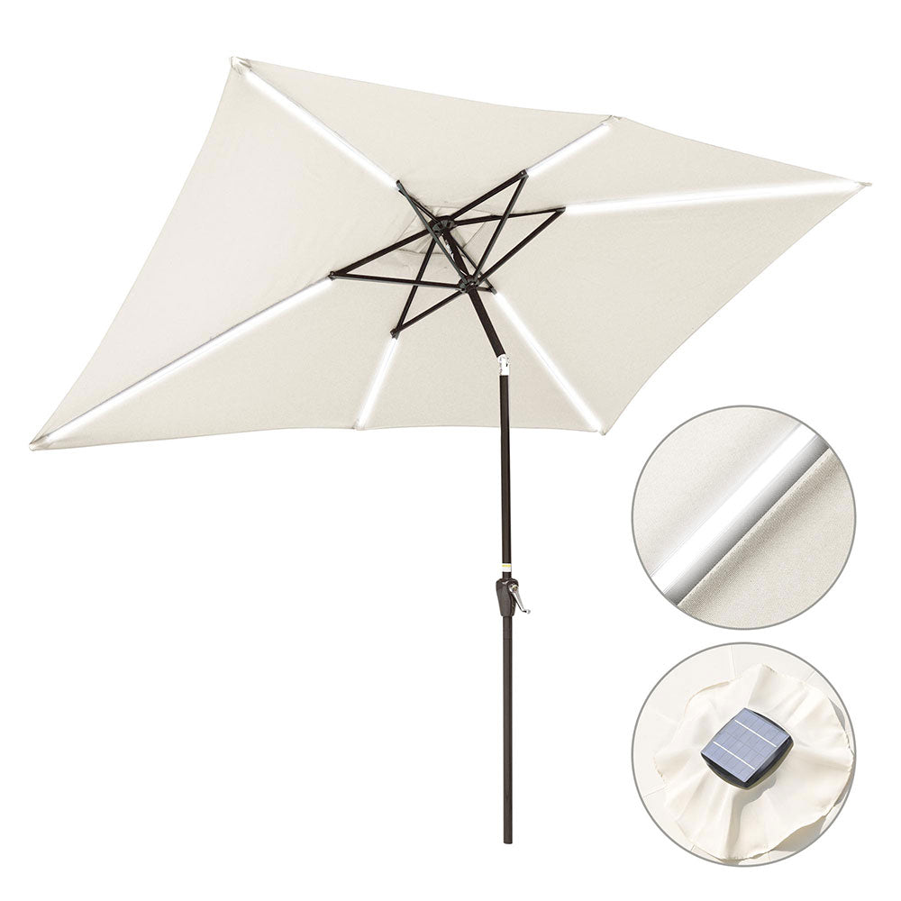 Yescom Rectangular Patio Umbrella with Solar Lights 10x6.5 ft 6-Rib