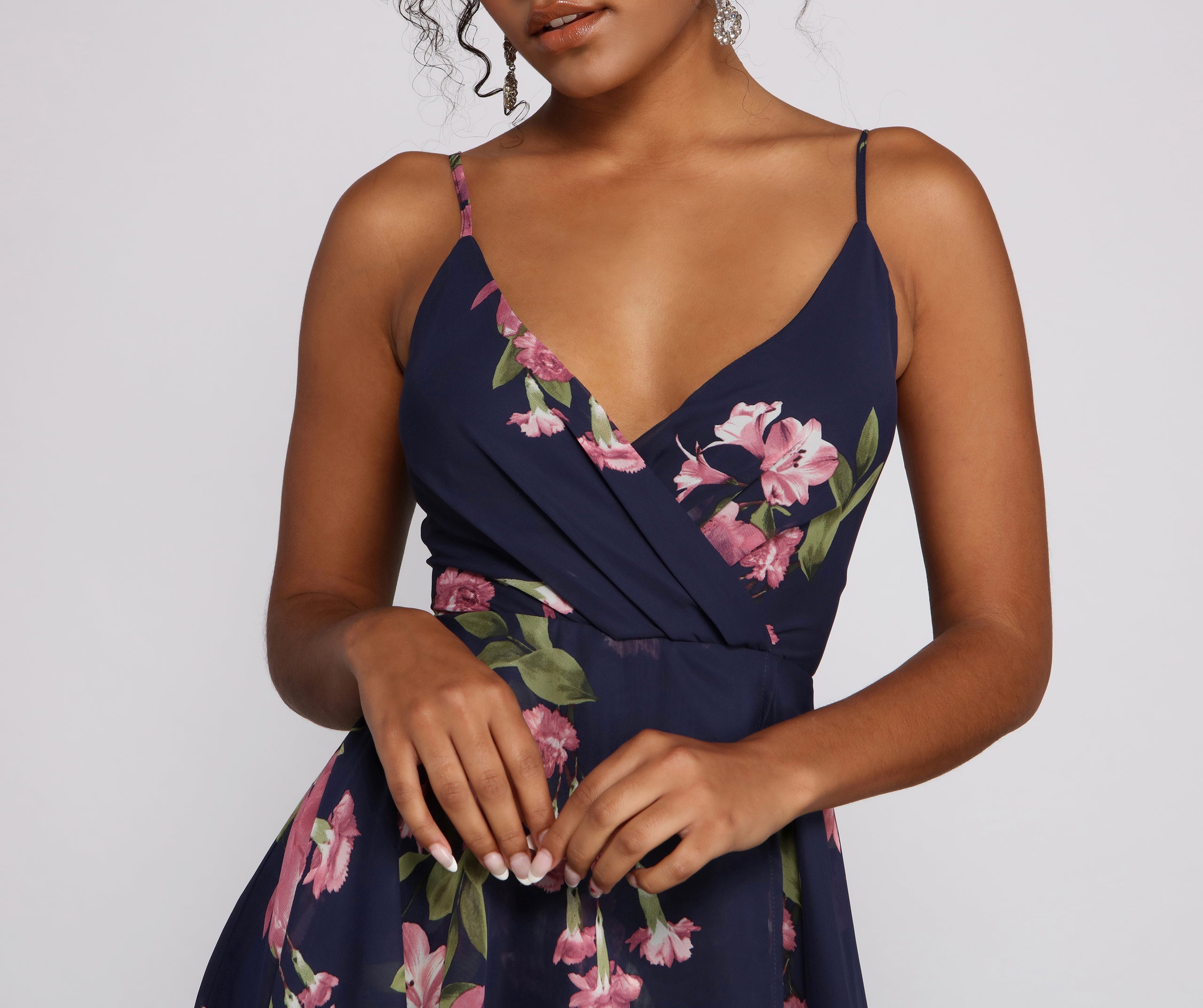 Sweet Moments Floral Chiffon Skater Dress