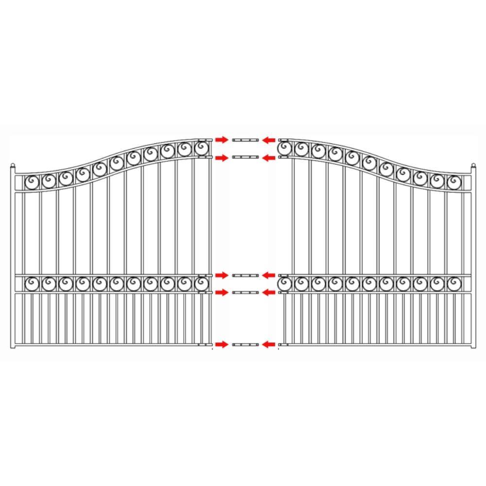 ALEKO Paris Style 18 ft. x 6 ft. Black Steel Single Swing Driveway Fence Gate DG18PARSSW-HD