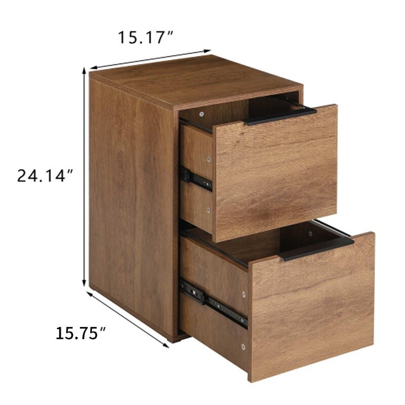 Wooden Vertical File Cabinet with 2 Drawers