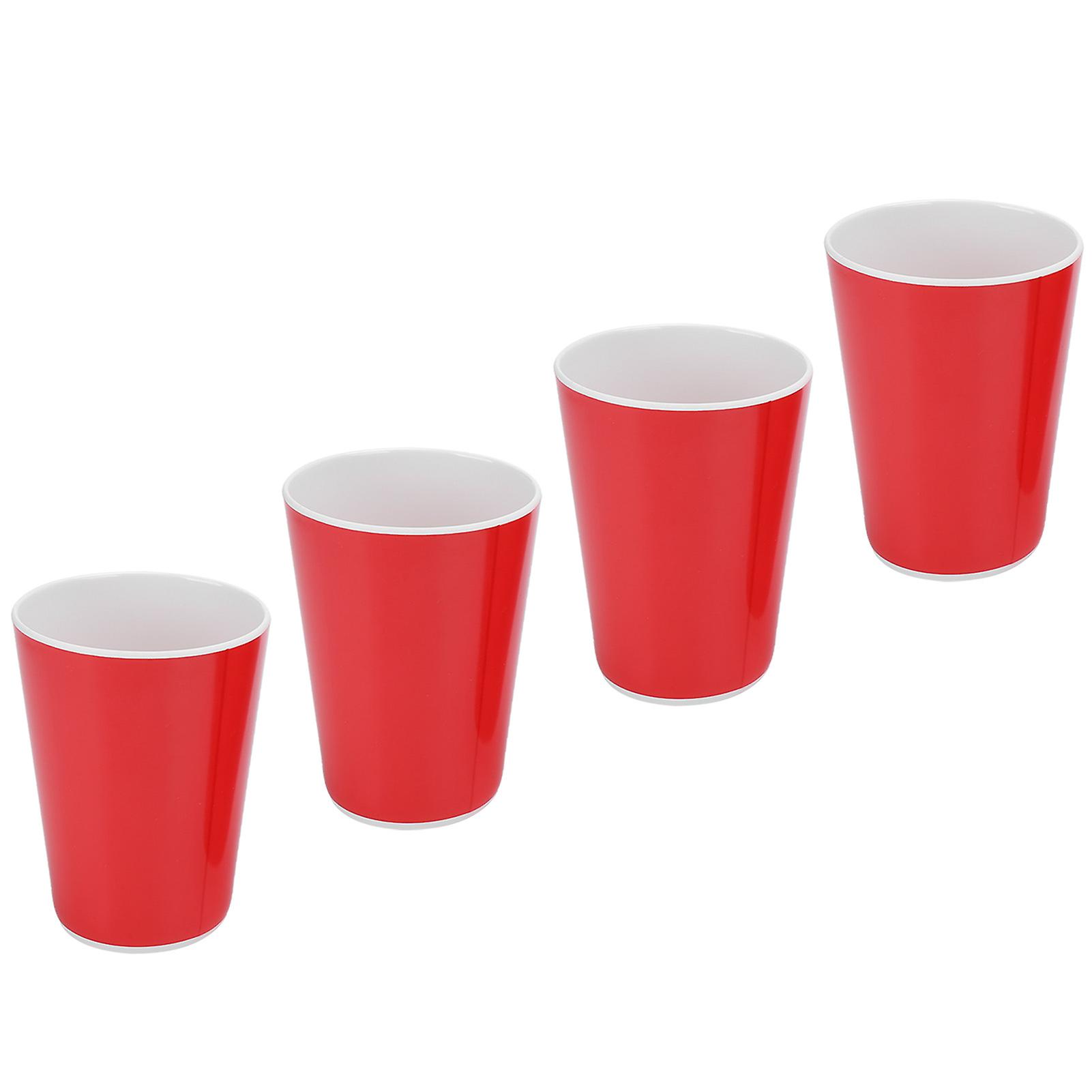 4PCS Imitation Ceramic Water Cup Drinking Mug for Office Home Bar Restaurant SuppliesRed