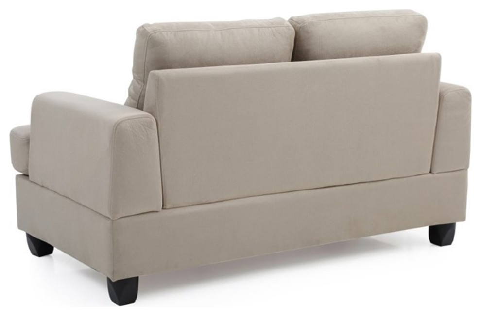 Maklaine Transitional styled Microsuede Loveseat in Vanilla Finish   Transitional   Loveseats   by Homesquare  Houzz