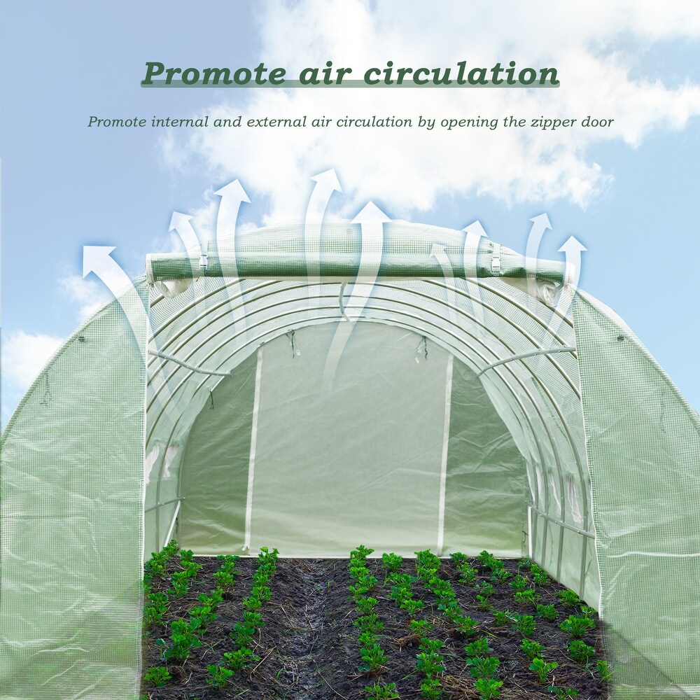 Aoodor Galvanized Pipe and PE Walk in Tunnel Greenhouse 26 FT x 10 FT x 7 FT   26'×10'×7'