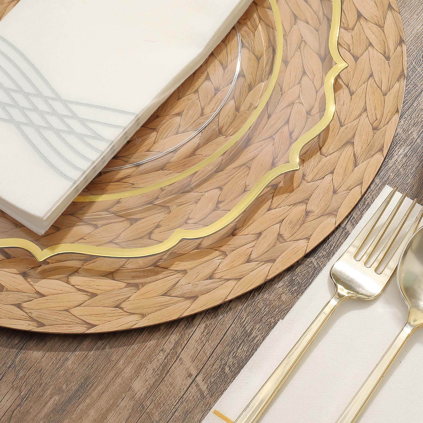 6 Pack Natural Woven Rattan Print Cardstock Paper Placemats, 13