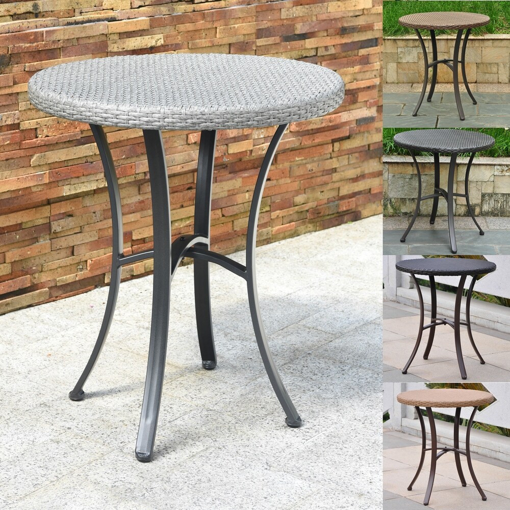 Barcelona Resin Wicker/Aluminum 28 inch Round Outdoor Bistro/Side Table