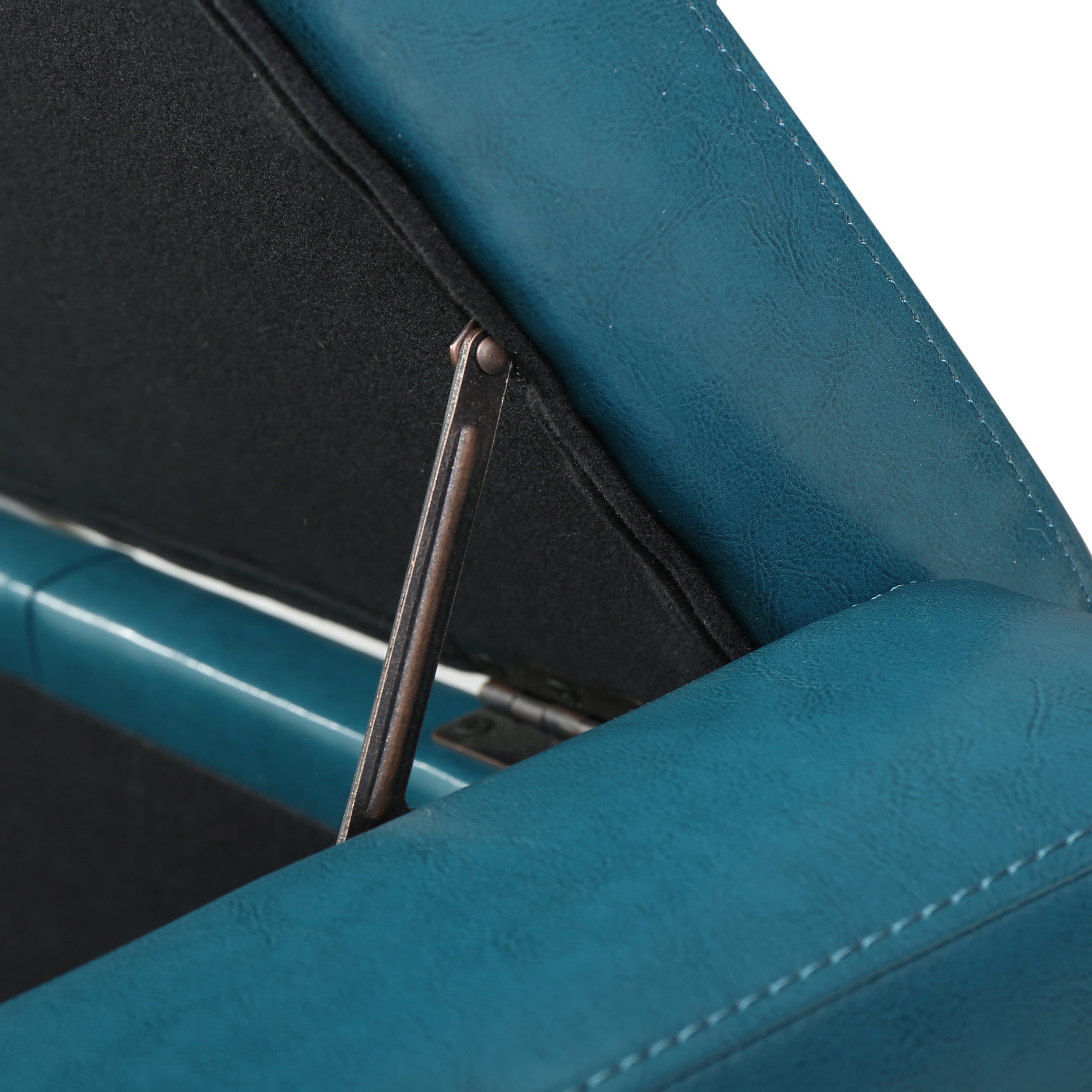 Robin Studded Teal Leather Storage Ottoman Bench