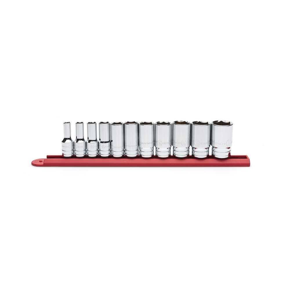 GEARWRENCH 38 in. Drive 6 Point Mid Length SAE Socket Set (11-Piece) 80555S-06