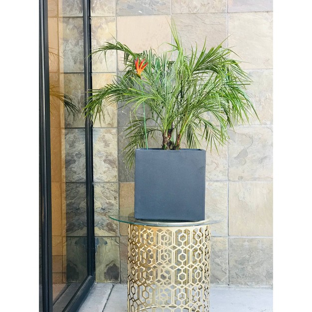 Wide Kante Lightweight Modern Outdoor Concrete Square Decorative Planter Charcoal Black