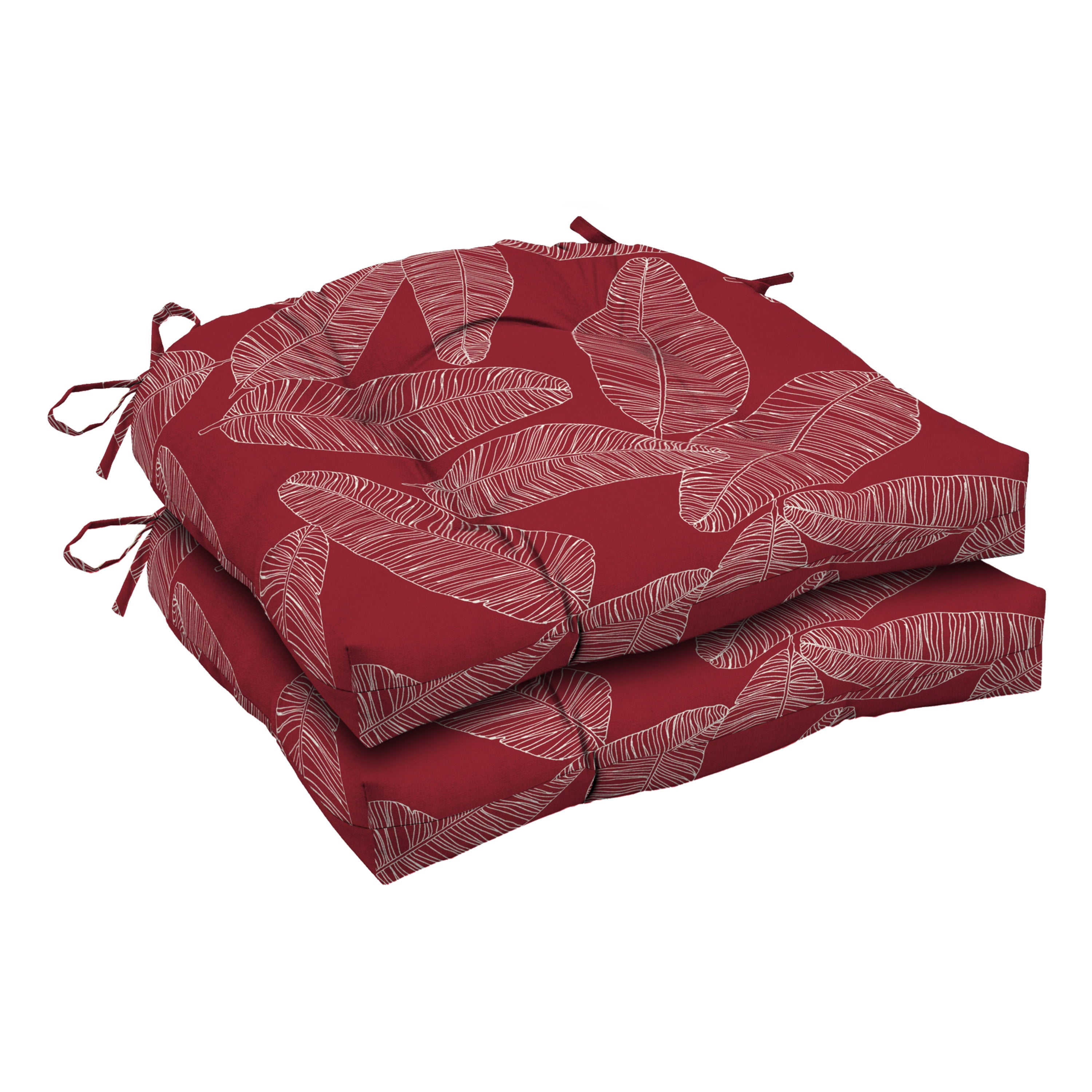 Arden Selections Outdoor Wicker Chair Cushion， 2 pack 18 x 20， Red Leaf Palm