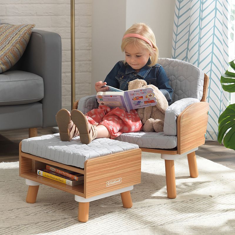 KidKraft Mid-Century Kid Reading Chair and Ottoman