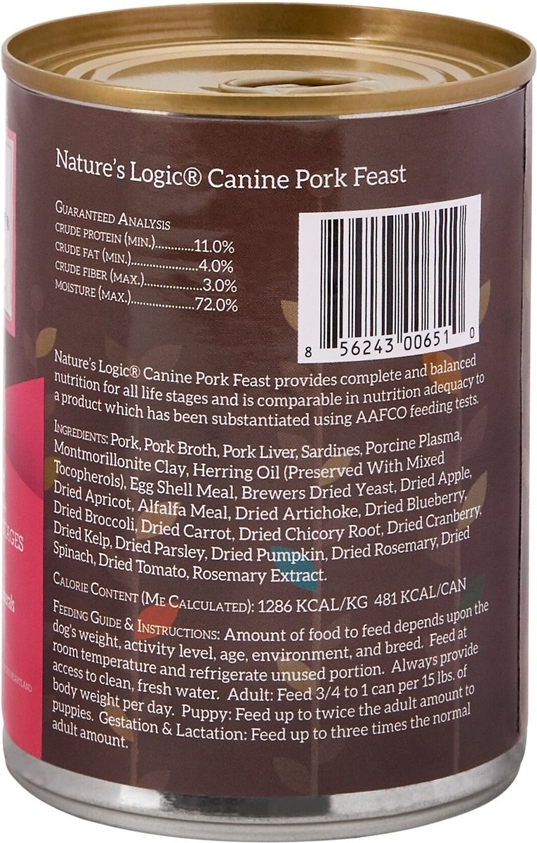 Nature's Logic Canine Pork Feast All Life Stages Grain-Free Canned Dog Food