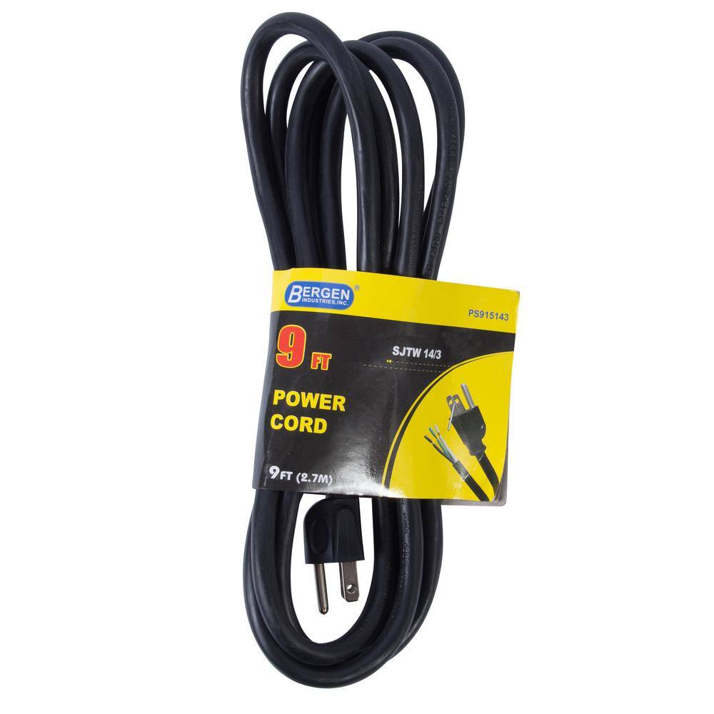 Bergen Industries 9 ft. 143 SJTW 3-Wire AppliancePower Tool Cord Black PS915143