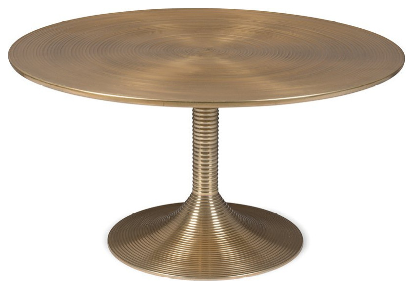 Gold Round Pedestal Coffee Table  Bold Monkey Hypnotising   Midcentury   Coffee Tables   by Luxury Furnitures  Houzz