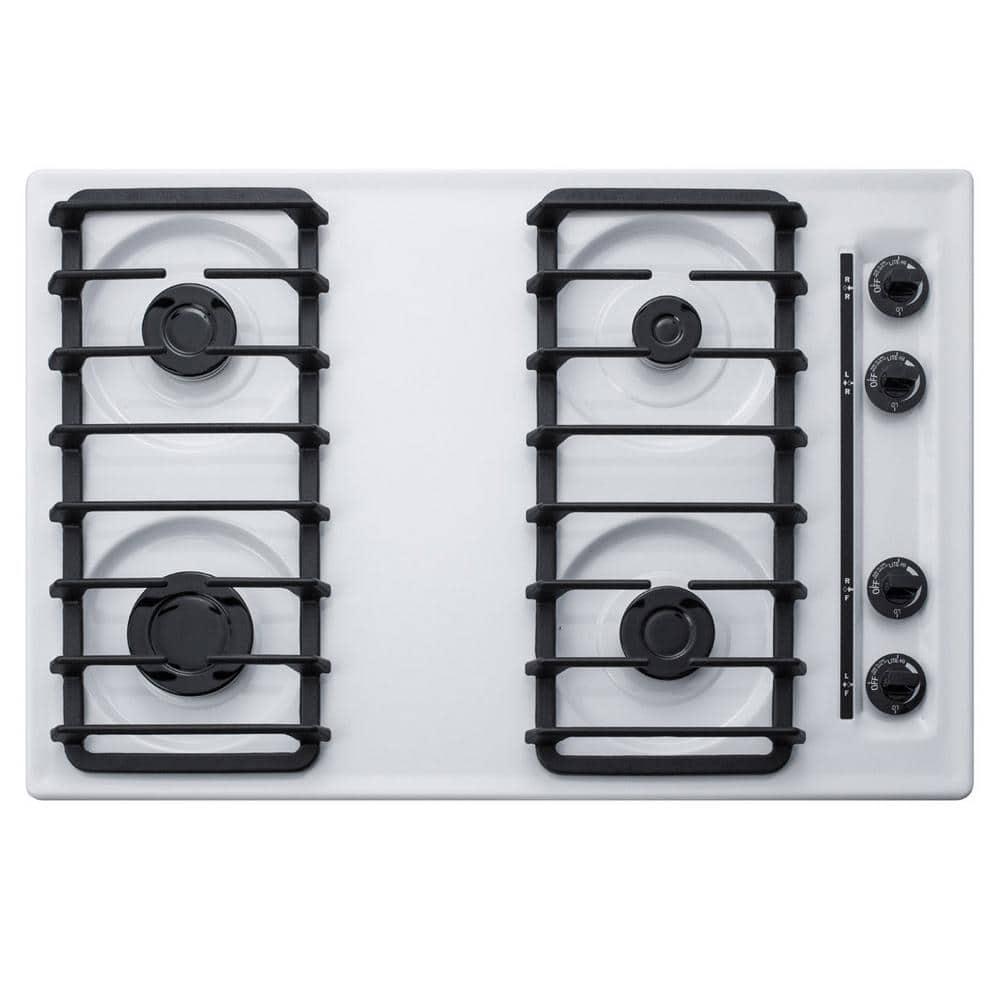 Summit Appliance 30 in Gas Cooktop in White with 4 Burners