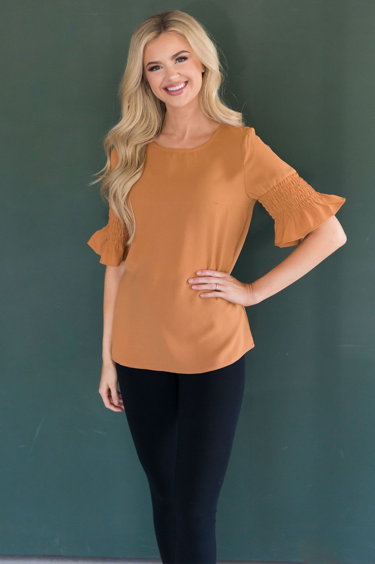 Something New Gathered Sleeve Top